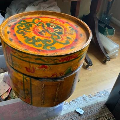 Antique could be chines lacquered bentwood box 