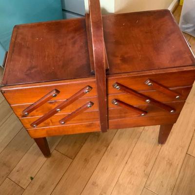 Sale Photo Thumbnail #121: Vintage accordion sewing box