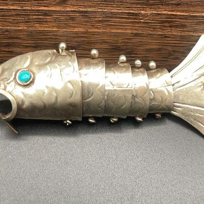 Taxco Mexico Sterling Silver Articulated Fish Bottle Opener
