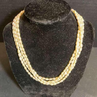 Fresh Water Pearl Necklace With Gold Plated Silver Clasp