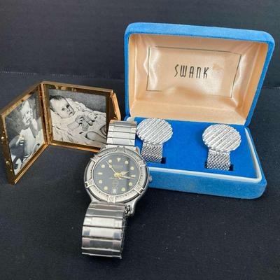 Bulova Marine Star Watch, Swank Cuff Links And Small Picture Frame