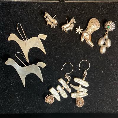Western Themed Silver Colored Earrings