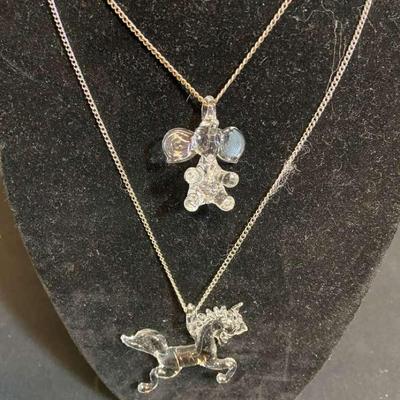 Vintage Glass Horse & Elephant Necklaces
