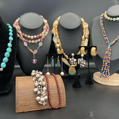 Beaded And Faux Stone Costume Jewelry 