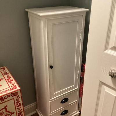 Sale Photo Thumbnail #87: Tall white cabinet with drawer