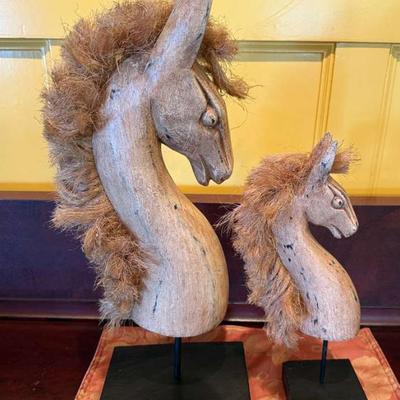Rustic horse head figurines