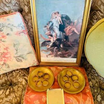 Framed tiepolo exhibition poster brass table lamp & more