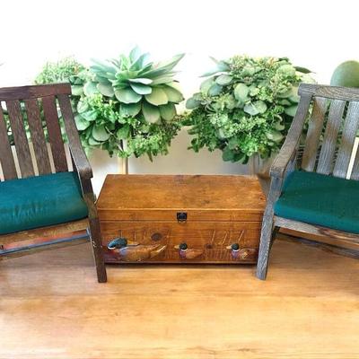 Indoor outdoor teak chairs with duck trunk