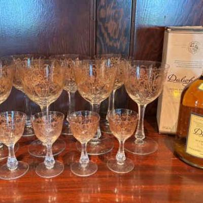 Etched liquor glasses