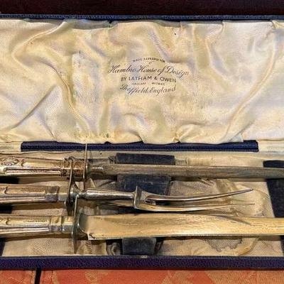 Antique latham owen silver carving set