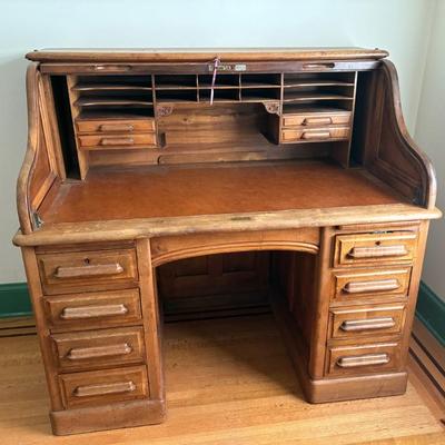 Antique french walnut roll top desk