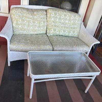 Wicker sofa and table