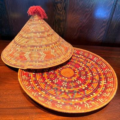 African nubian plate cover basket round tray