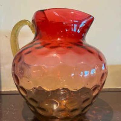 Amberina art glass pitcher