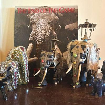 Ebony carved elephants