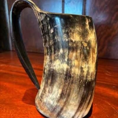 Carved horn tankard