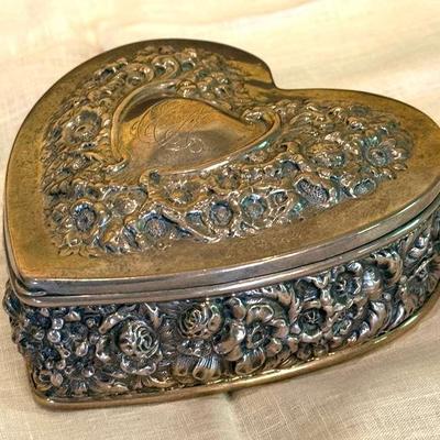 S caldwell co sterling lidded heart box