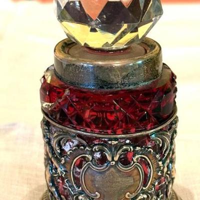 Antique english sterling wrapped perfume bottle