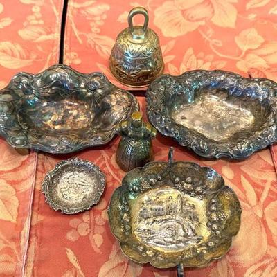 Two sterling dishes other items of interest