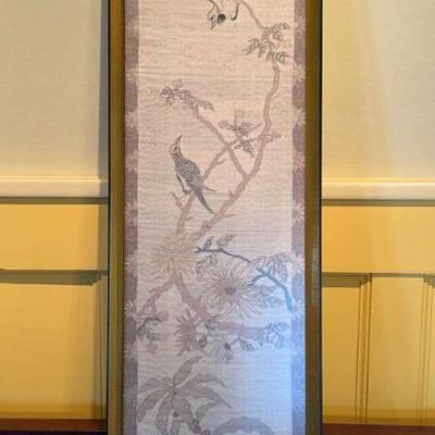 Japanese textile panel in frame