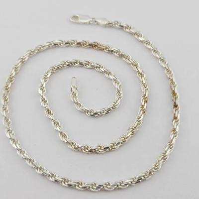 Sterling Silver Italian Rope Chain Necklace 