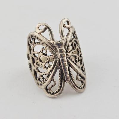 Sterling Silver Ornate Butterfly Ring
