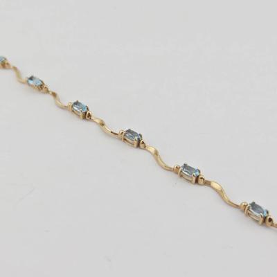 10k Gold 2 Carat Blue Topaz Tennis Bracelet 