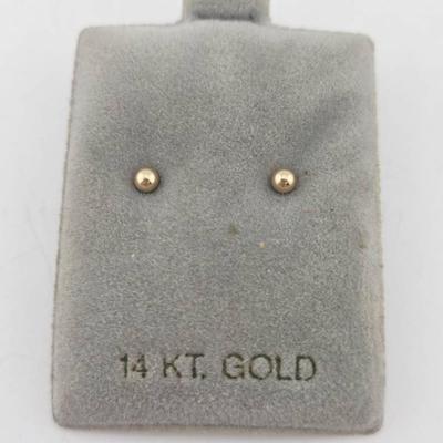 14k Hold Ball Stud Earrings 