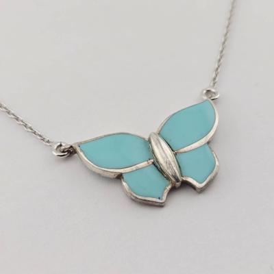 Sterling Silver Turquoise Butterfly Necklace 