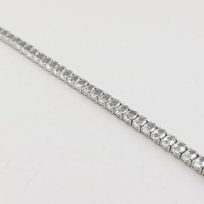 16.4 Carat Aquamarine Sterling Silver Tennis Bracelet 