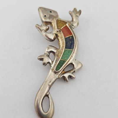 Sterling Silver Designer Lizard Brooch