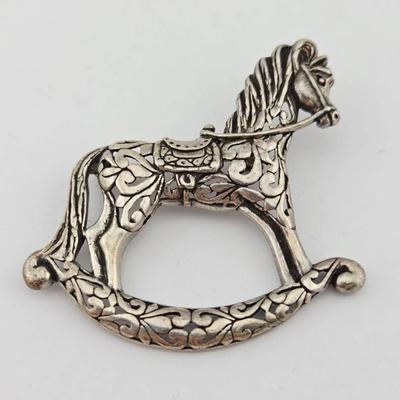 Sterling Silver Signed Horse Brooch