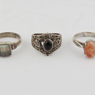 Three Vintage Sterling Silver Rings
