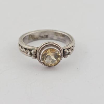 Sterling Silver .9 Carat Citrine Ornate Ring