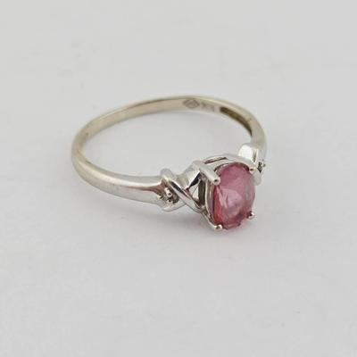 1 Carat Pink Topaz & Diamond 10k White Gold Ring