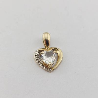 10k Gold White Topaz Pendant