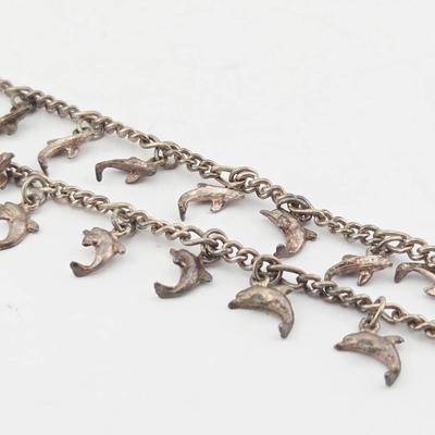 Sterling Silver Dolphin Charm Bracelet 