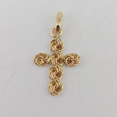 14k Gold Italian Cross Pendant 