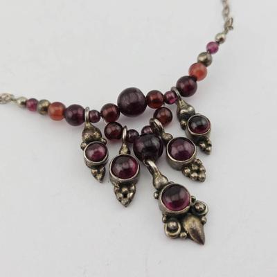 Vintage Rhodolite Garnet Bead Necklace 