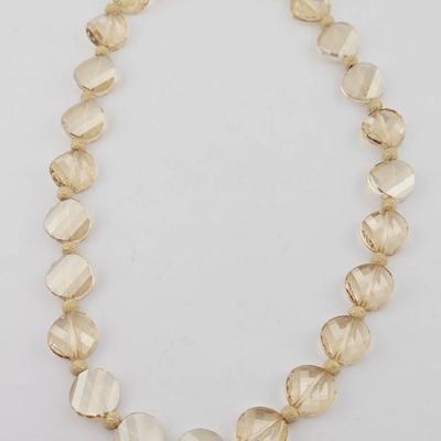 14k Gold Champagne Crystal Bead Necklace 