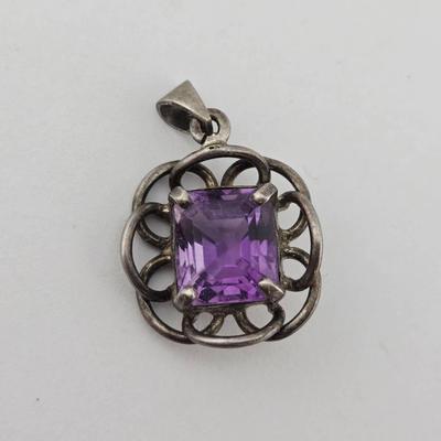 2 Carat Amethyst Sterling Silver Pendant