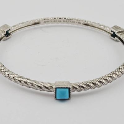 Judith Ripka Sterling Silver Turquoise Bangle Bracelet 