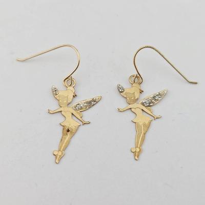 14k Gold Disney Tinkerbell Earrings 
