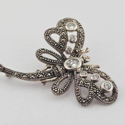 Sterling Silver Marcasite Dragonfly Brooch