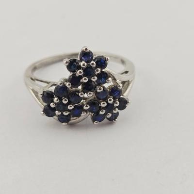 Sterling Silver Sapphire Cluster Rings
