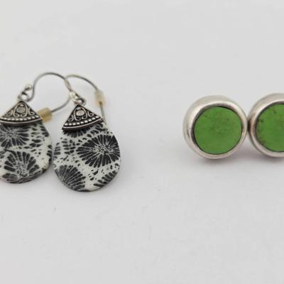 Two Pairs Sterling Silver Earrings 