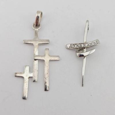 Two Sterling Silver Cross Pendants