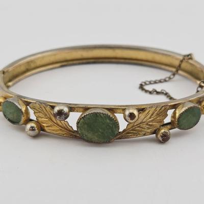 Gold Filled Jade Cuff Bracelet 