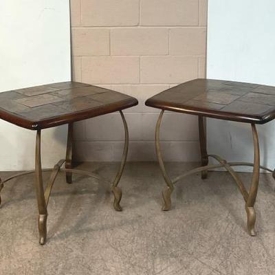 Wrought Iron/Slate End Tables 