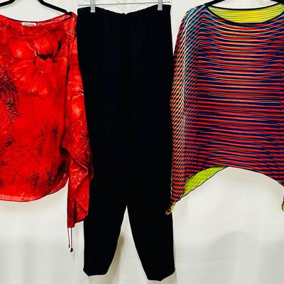 Issey Miyake & St. John Tops / Zoran Silk Slacks 